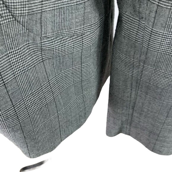 Oscar by Oscar de la Renta Jacket Women 14 Left Side Floral Gray Plaid 1 Button - Picture 6 of 9